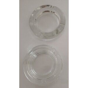 Crystal Glass Clear Ashtray Cigarette Thick Heavy Duty Quality Lot of 2 Vintage